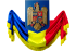 Ansamblu Stema Romaniei si Fundal perete Tricolor - Romania
